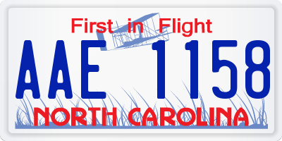 NC license plate AAE1158