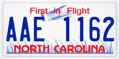 NC license plate AAE1162