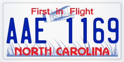 NC license plate AAE1169