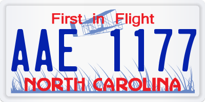 NC license plate AAE1177