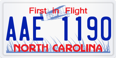 NC license plate AAE1190