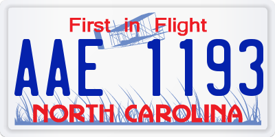 NC license plate AAE1193