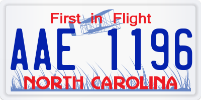 NC license plate AAE1196