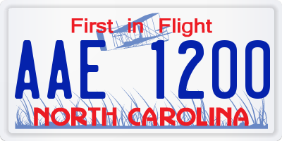 NC license plate AAE1200