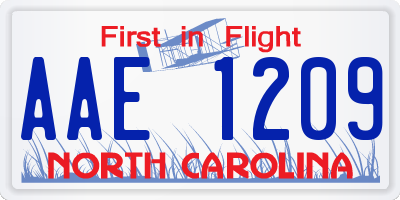 NC license plate AAE1209