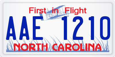NC license plate AAE1210