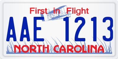 NC license plate AAE1213