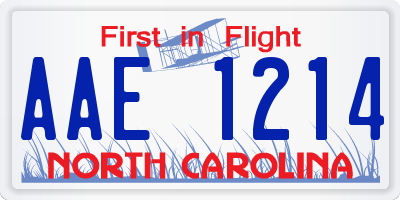 NC license plate AAE1214