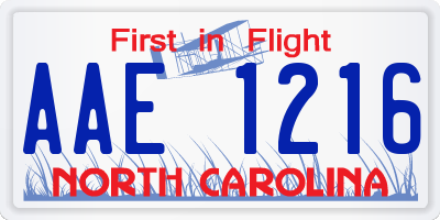 NC license plate AAE1216