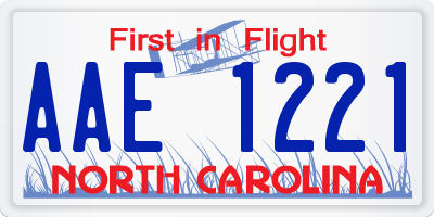 NC license plate AAE1221