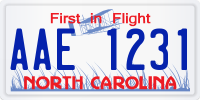 NC license plate AAE1231