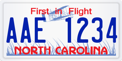 NC license plate AAE1234