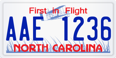 NC license plate AAE1236