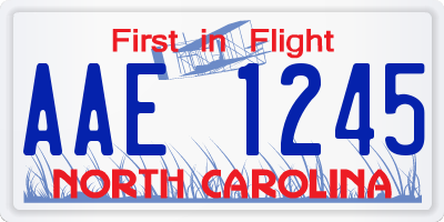 NC license plate AAE1245
