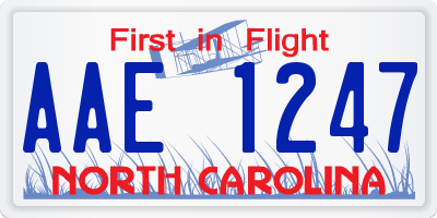 NC license plate AAE1247