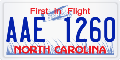 NC license plate AAE1260