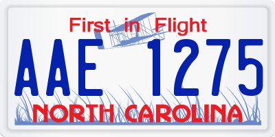 NC license plate AAE1275