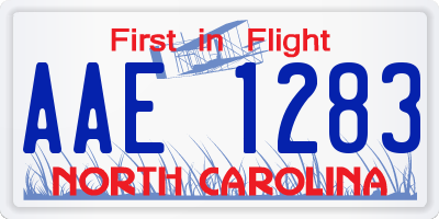 NC license plate AAE1283