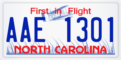 NC license plate AAE1301