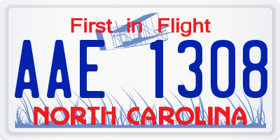 NC license plate AAE1308