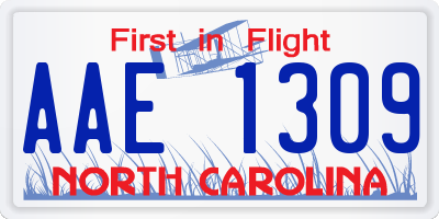 NC license plate AAE1309