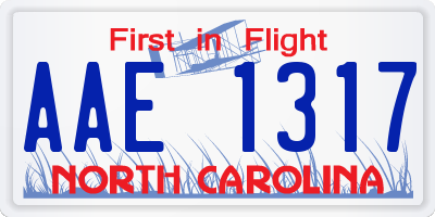 NC license plate AAE1317