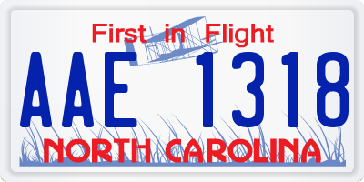 NC license plate AAE1318