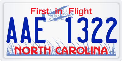 NC license plate AAE1322