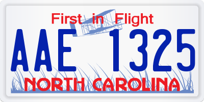 NC license plate AAE1325