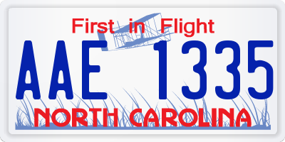 NC license plate AAE1335