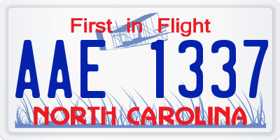 NC license plate AAE1337