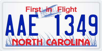 NC license plate AAE1349
