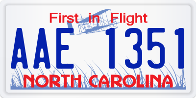 NC license plate AAE1351