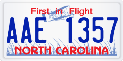 NC license plate AAE1357