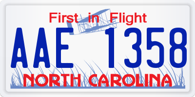 NC license plate AAE1358