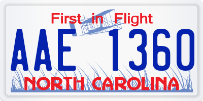 NC license plate AAE1360