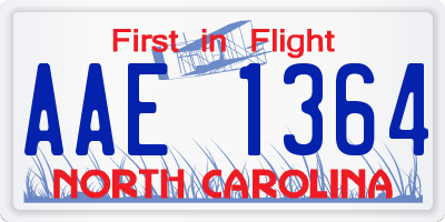 NC license plate AAE1364