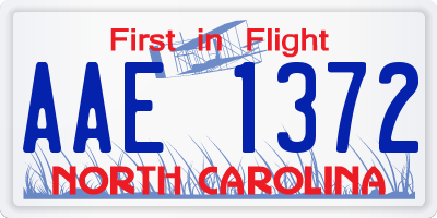 NC license plate AAE1372