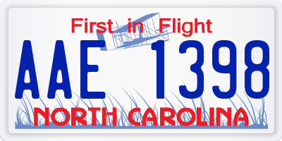 NC license plate AAE1398