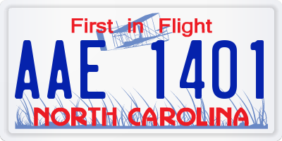 NC license plate AAE1401