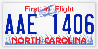 NC license plate AAE1406