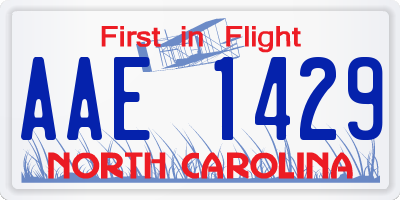 NC license plate AAE1429