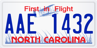 NC license plate AAE1432