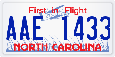 NC license plate AAE1433