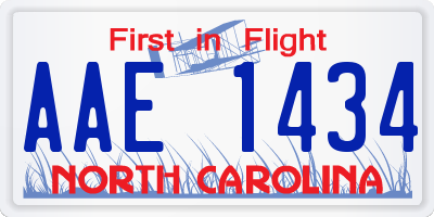 NC license plate AAE1434