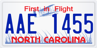 NC license plate AAE1455