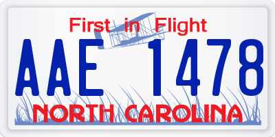 NC license plate AAE1478