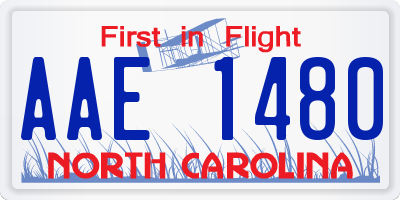 NC license plate AAE1480