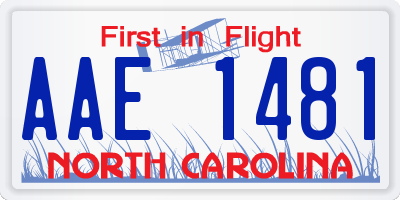 NC license plate AAE1481