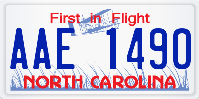 NC license plate AAE1490